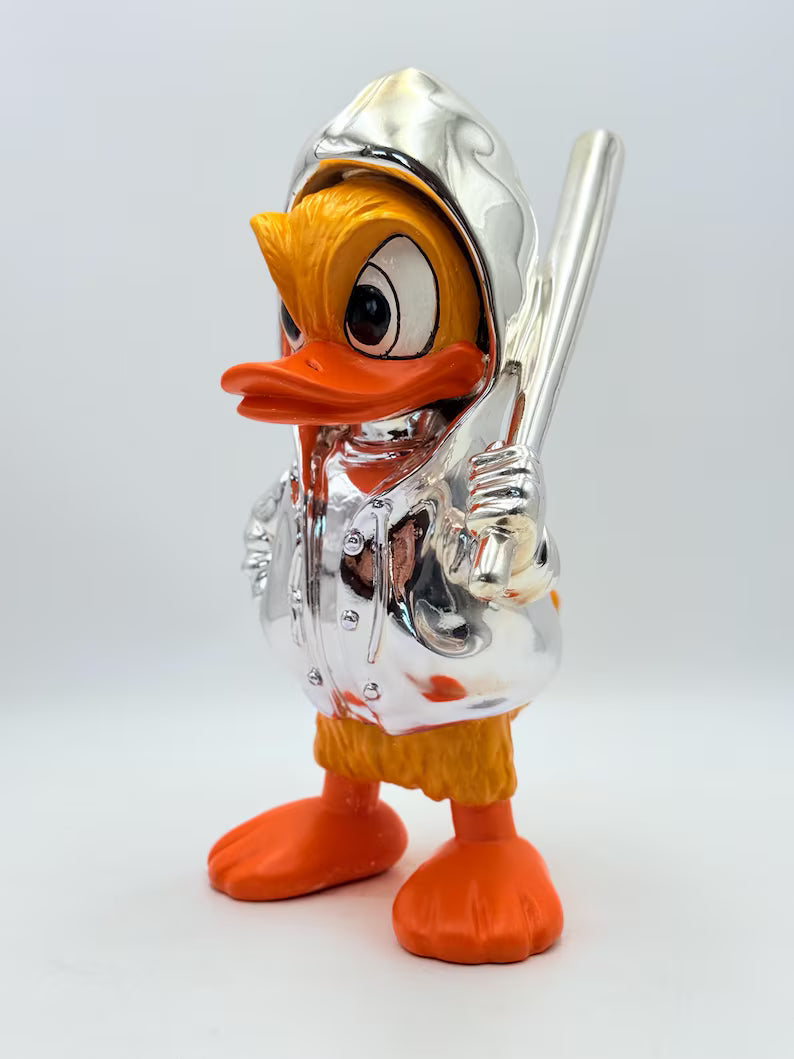 Pop Art Duck Silver Chrome Sculpture – Hoodie Edition