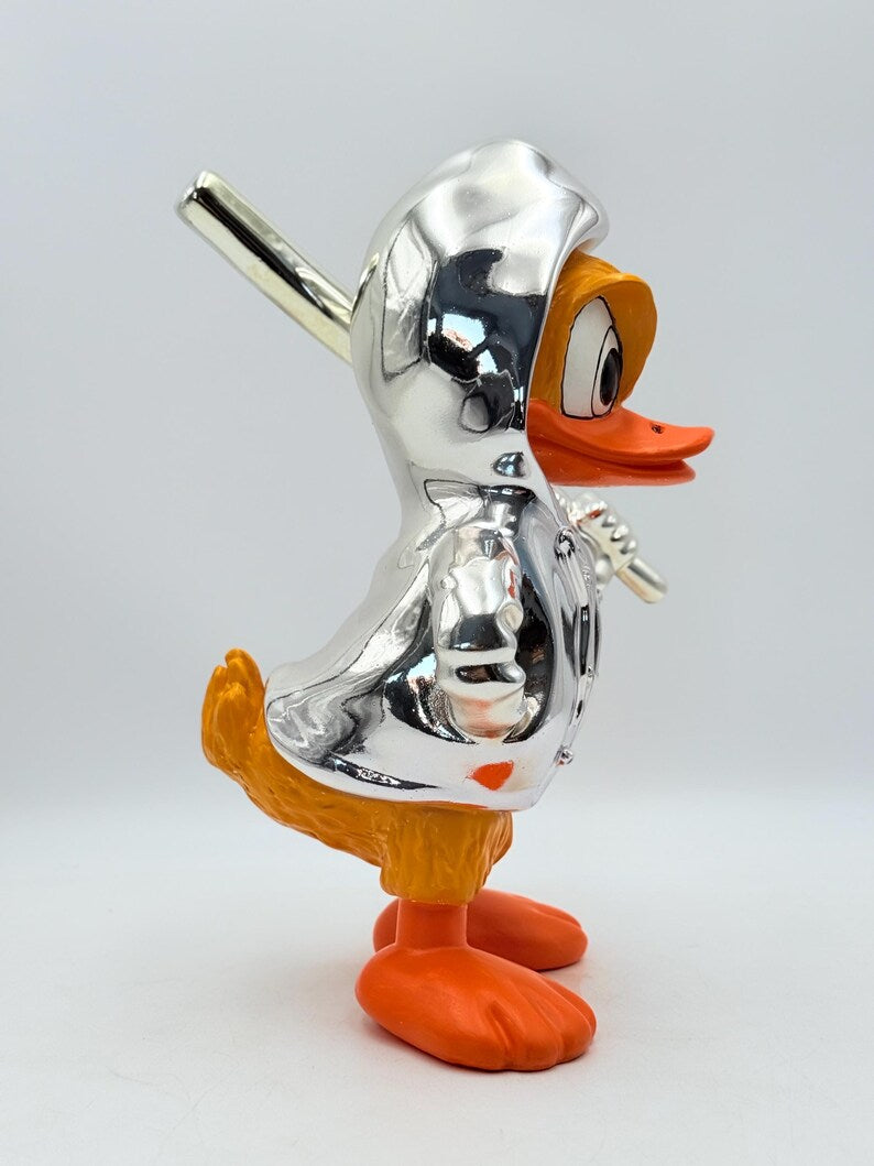 Pop Art Duck Silver Chrome Sculpture – Hoodie Edition