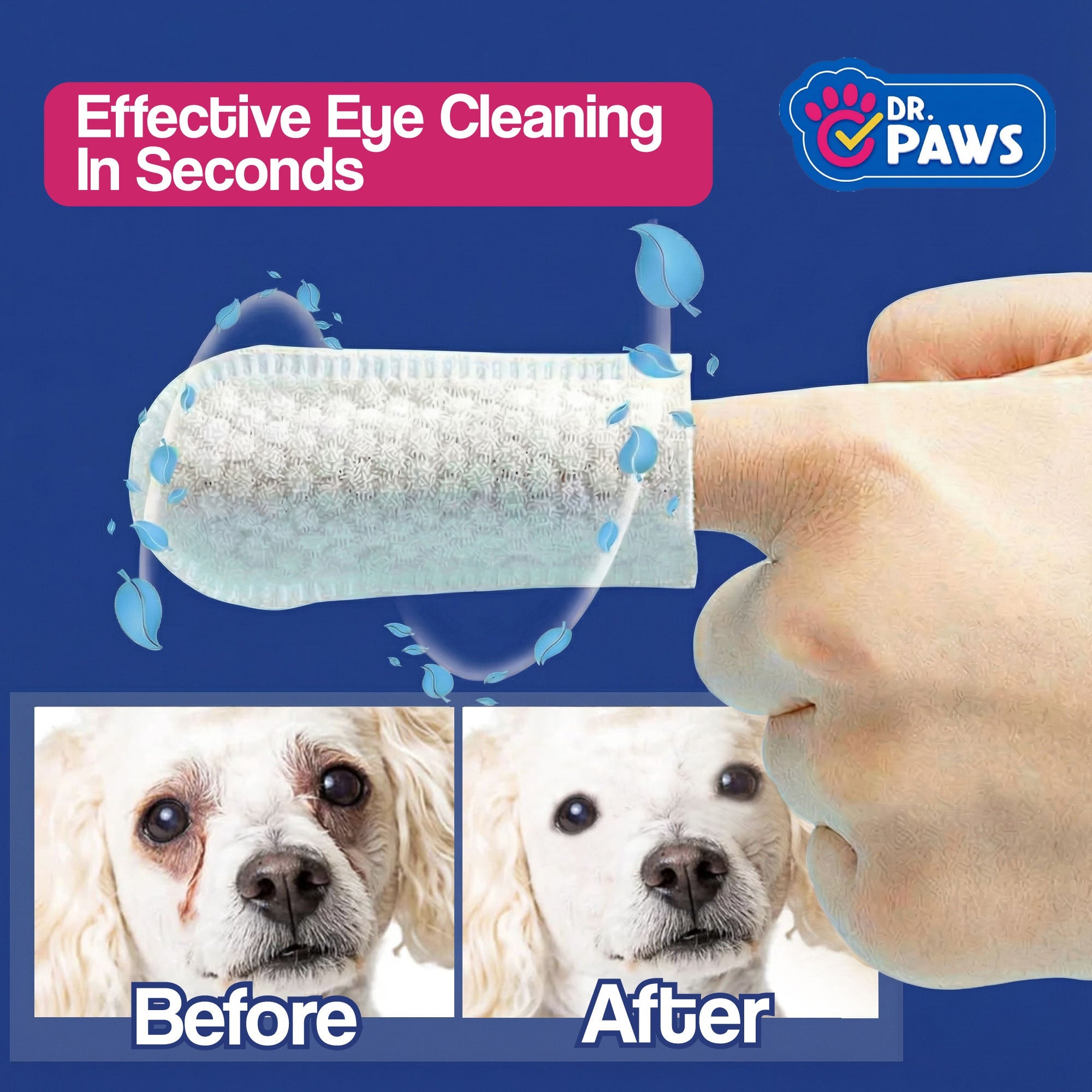 Pet Eye Cleansing Finger Wipes for Pets (50 Count)