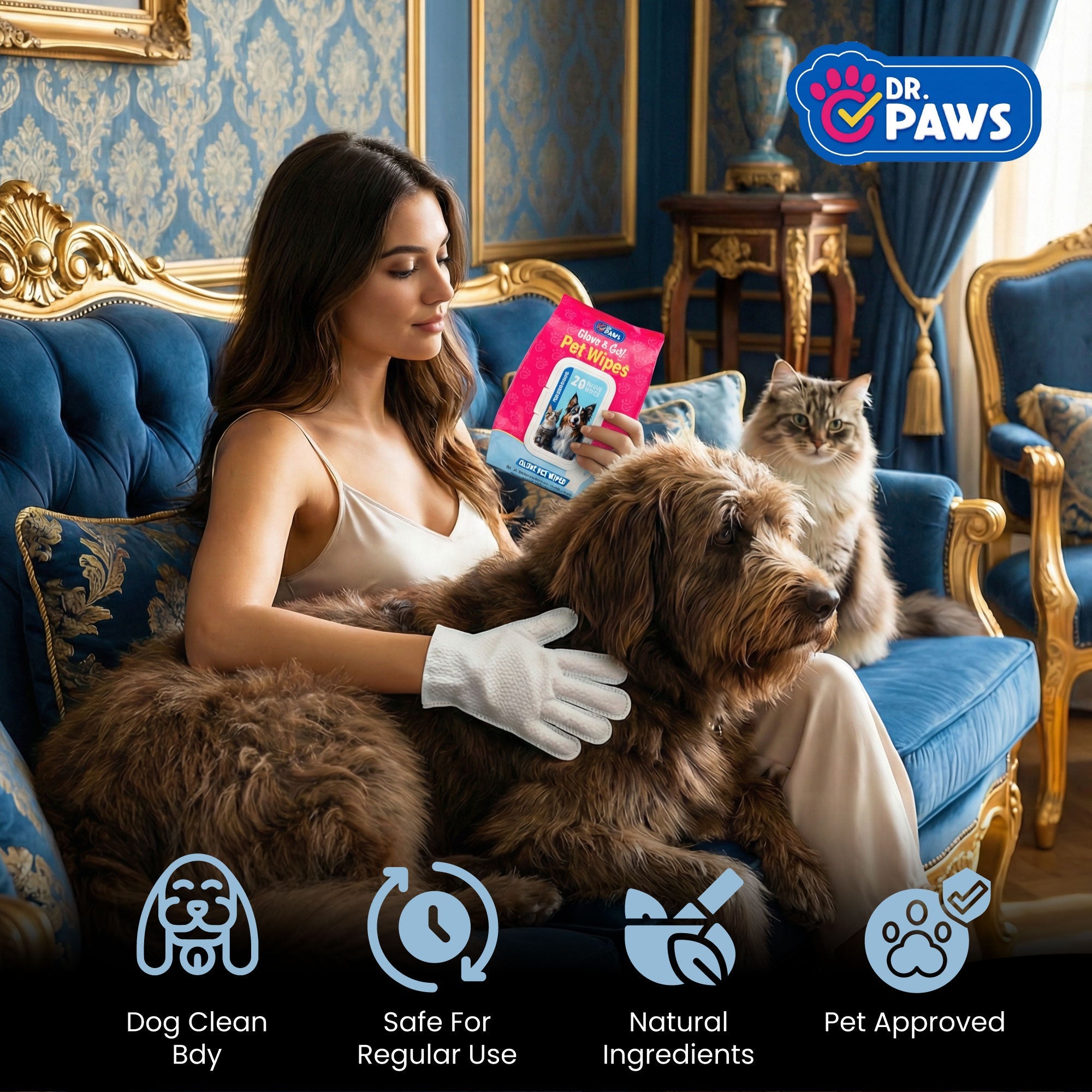 Glove & Go! Glove Grooming Wipes for Dogs & Cats (20 Count)