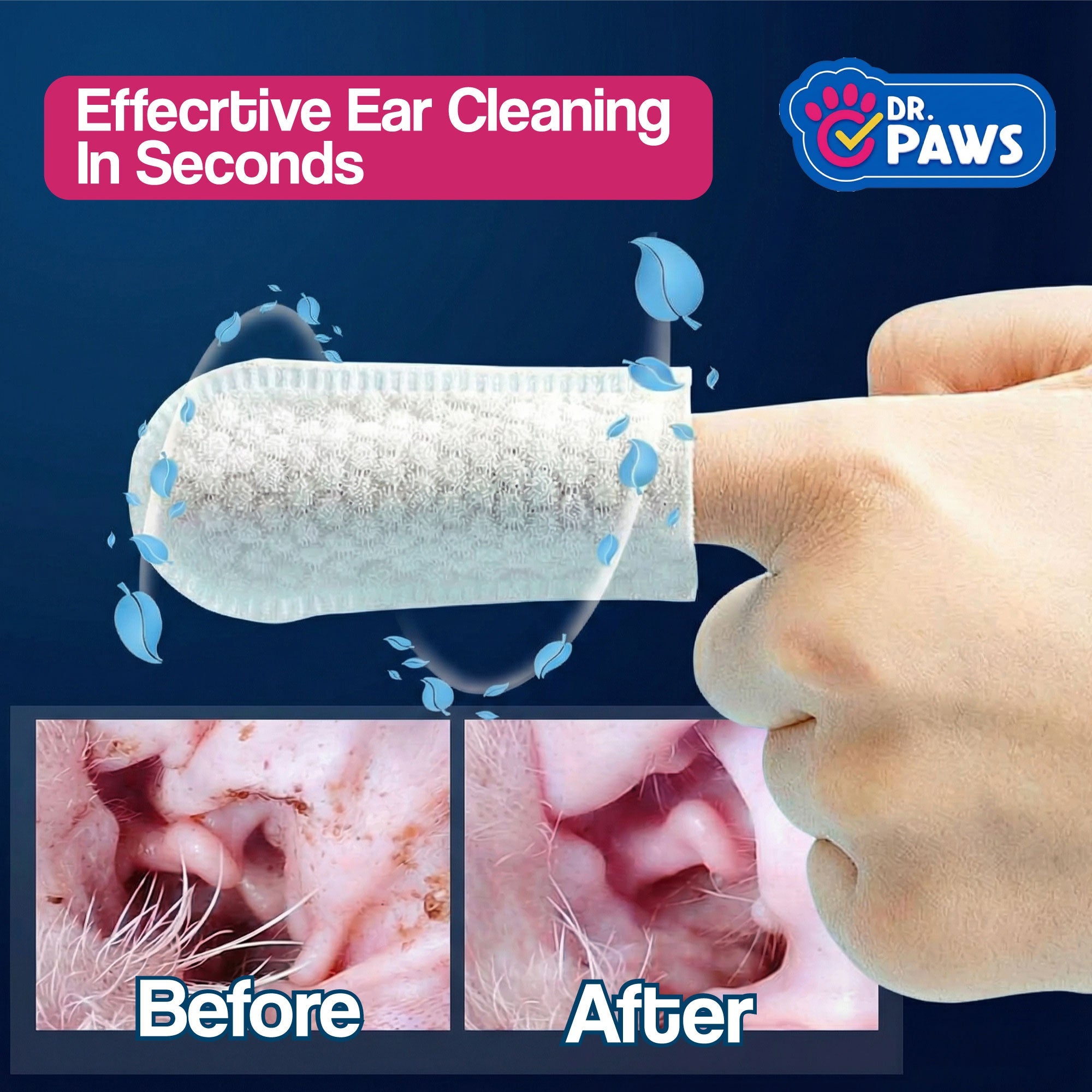 Oatmeal-Scented Ear Relief Finger Wipes for Pets (50 Count)