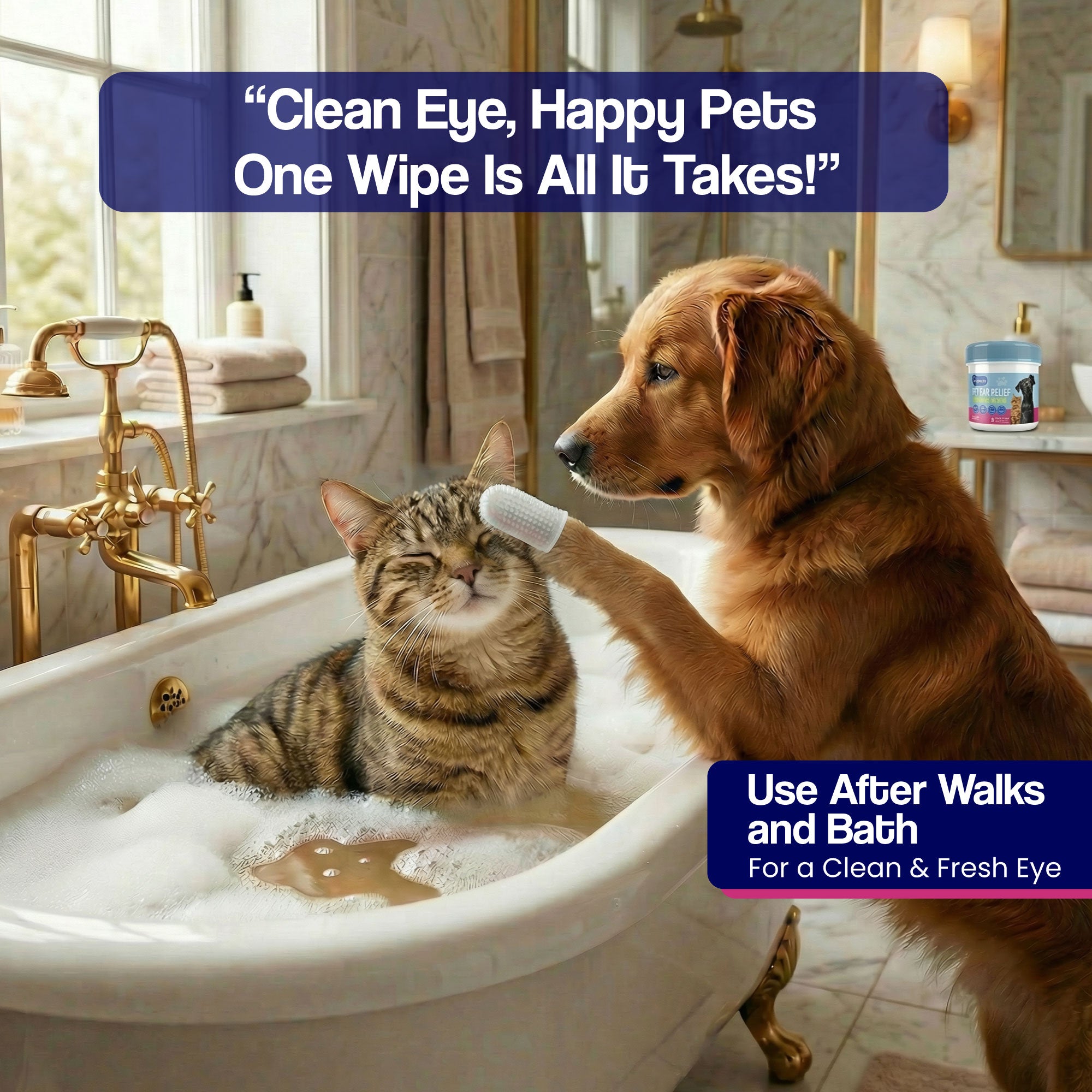 Pet Eye Cleansing Finger Wipes for Pets (50 Count)