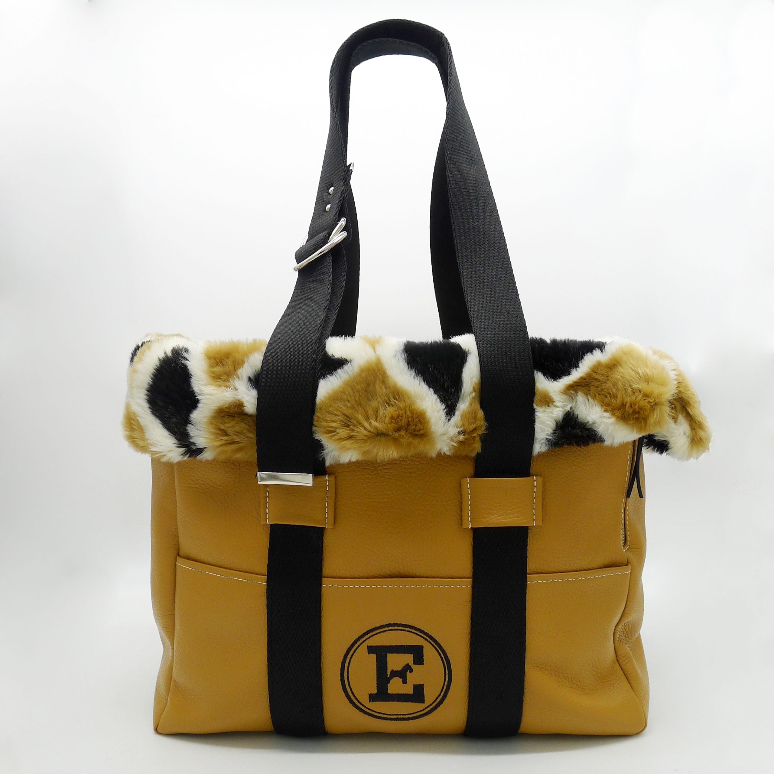 Premium Leather Pet Carrier with Removable Eco-fur Lining