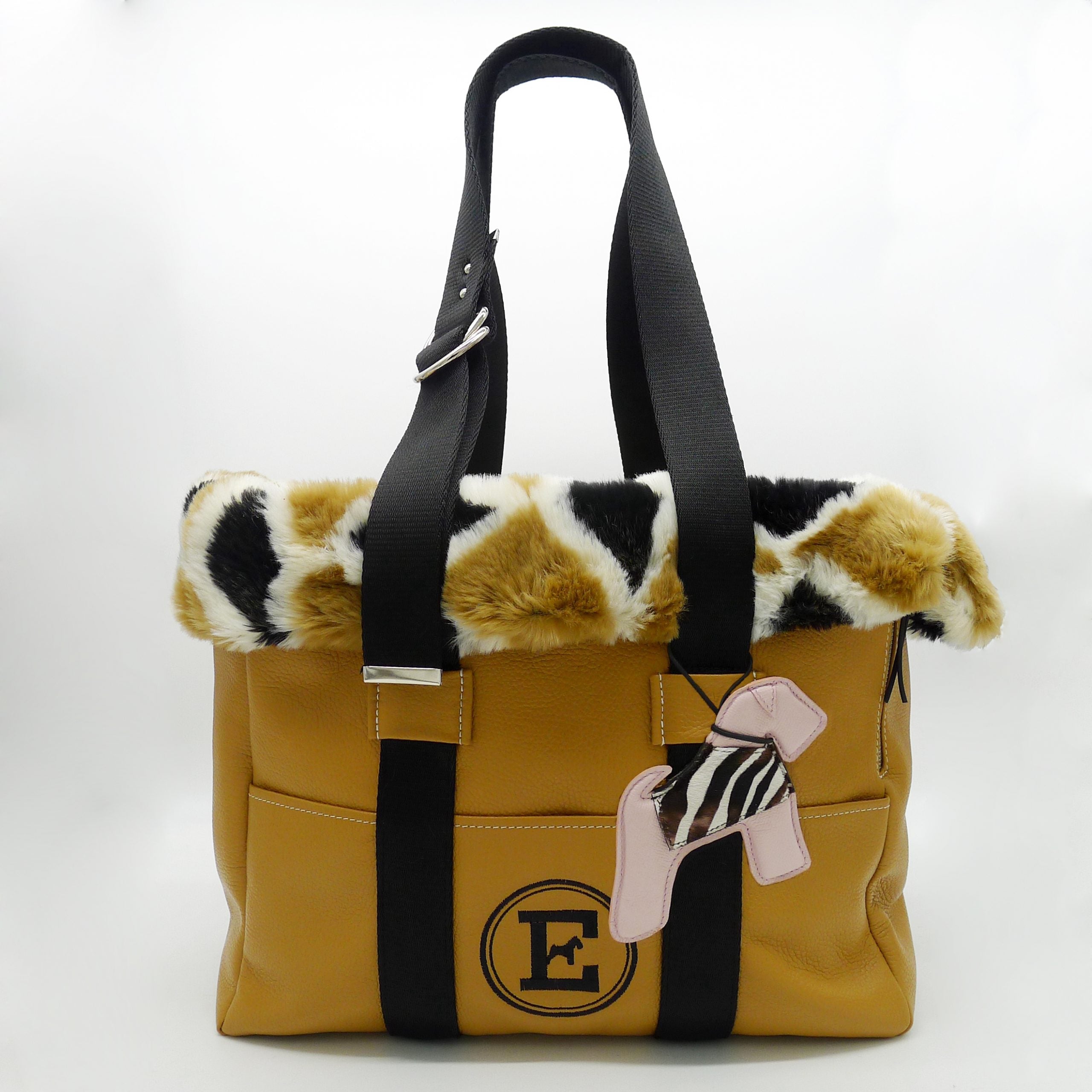 Premium Leather Pet Carrier with Removable Eco-fur Lining