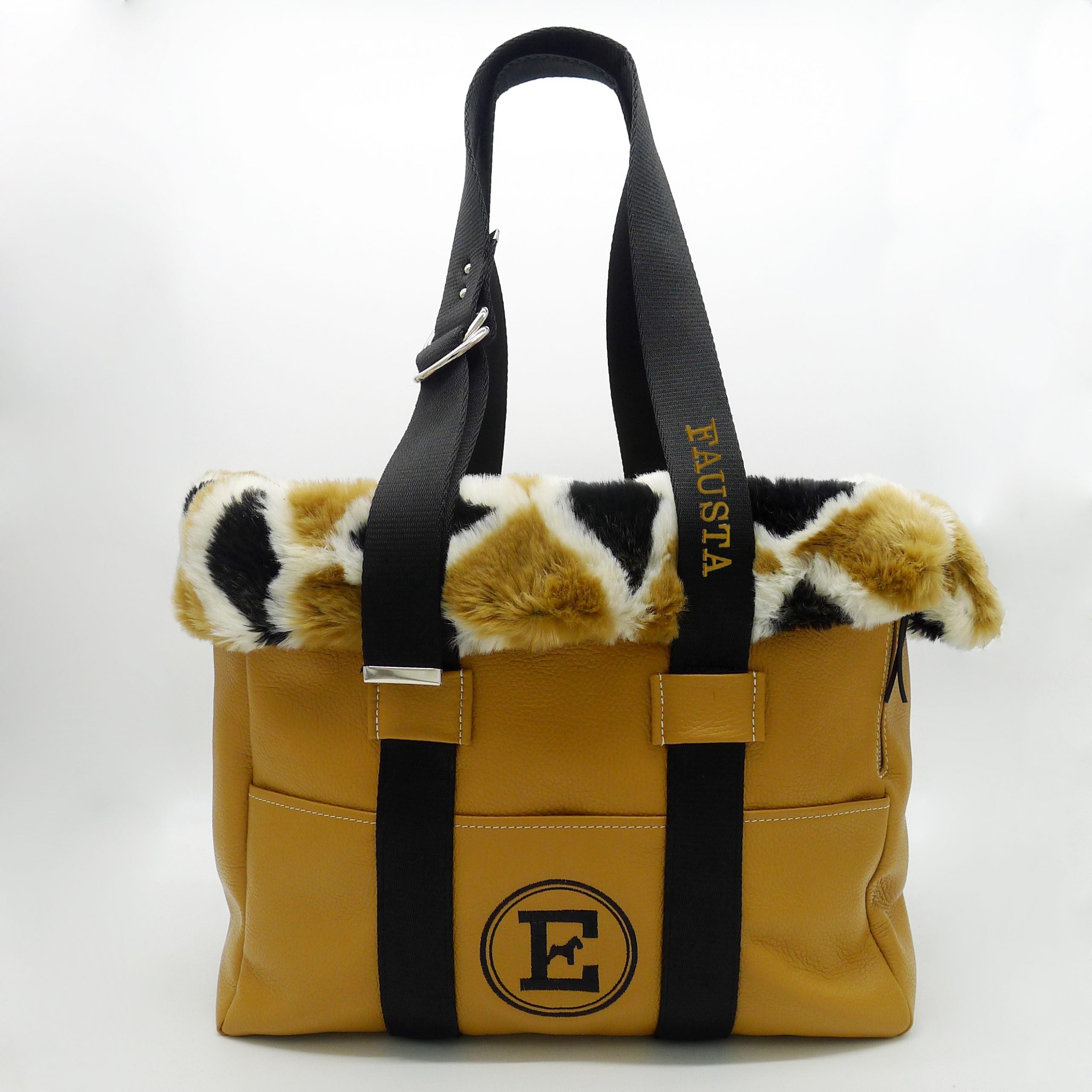 Premium Leather Pet Carrier with Removable Eco-fur Lining