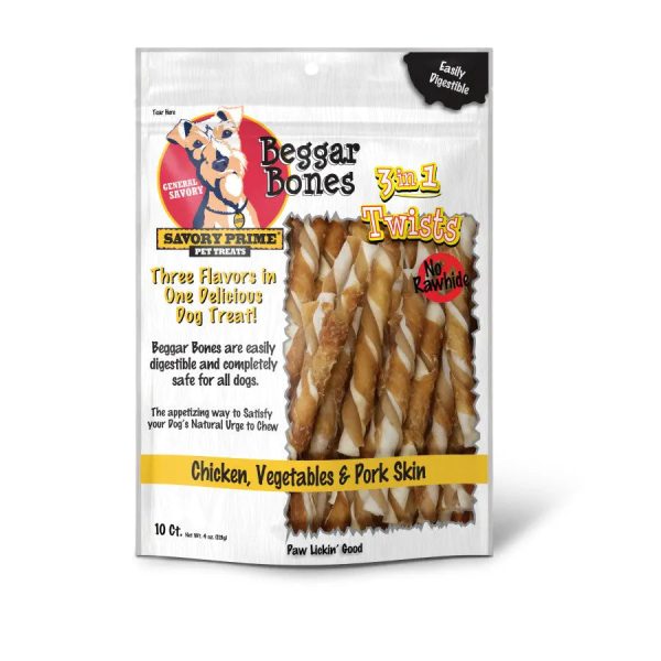 Savory Prime Beggar Bone 3in1 Twists Dog Treat (10ct) (4oz)