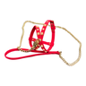 Fashion Dog Harness and Chain Leash Set - Red with Studs
