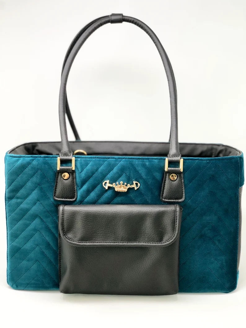 Designer Dog Travel Tote - Blue Velvet