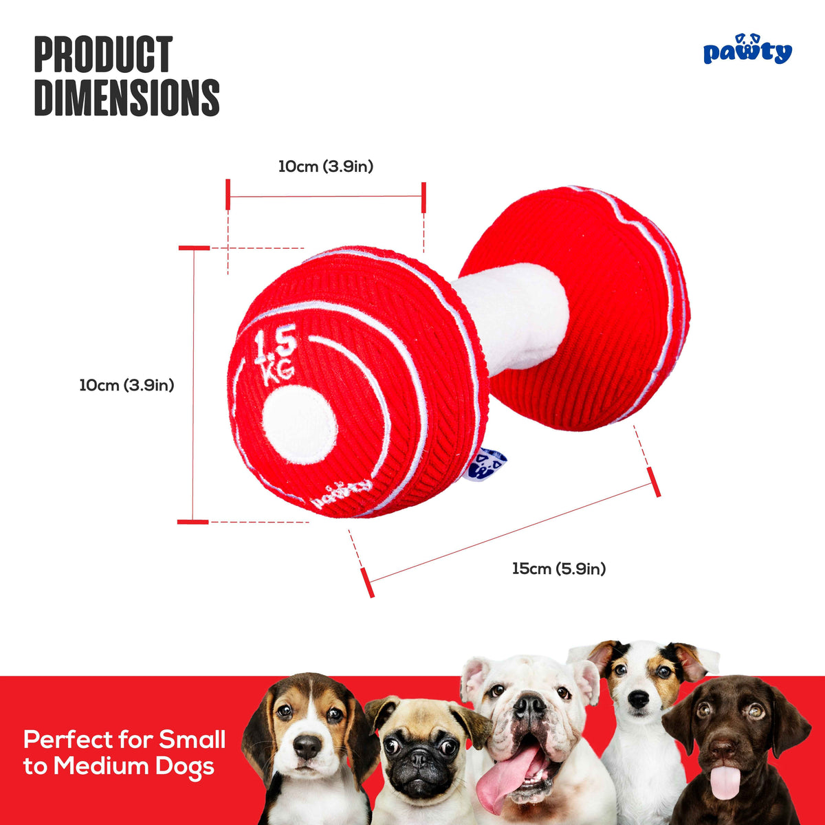 Pawty Dumbbell Plush Dog Toy