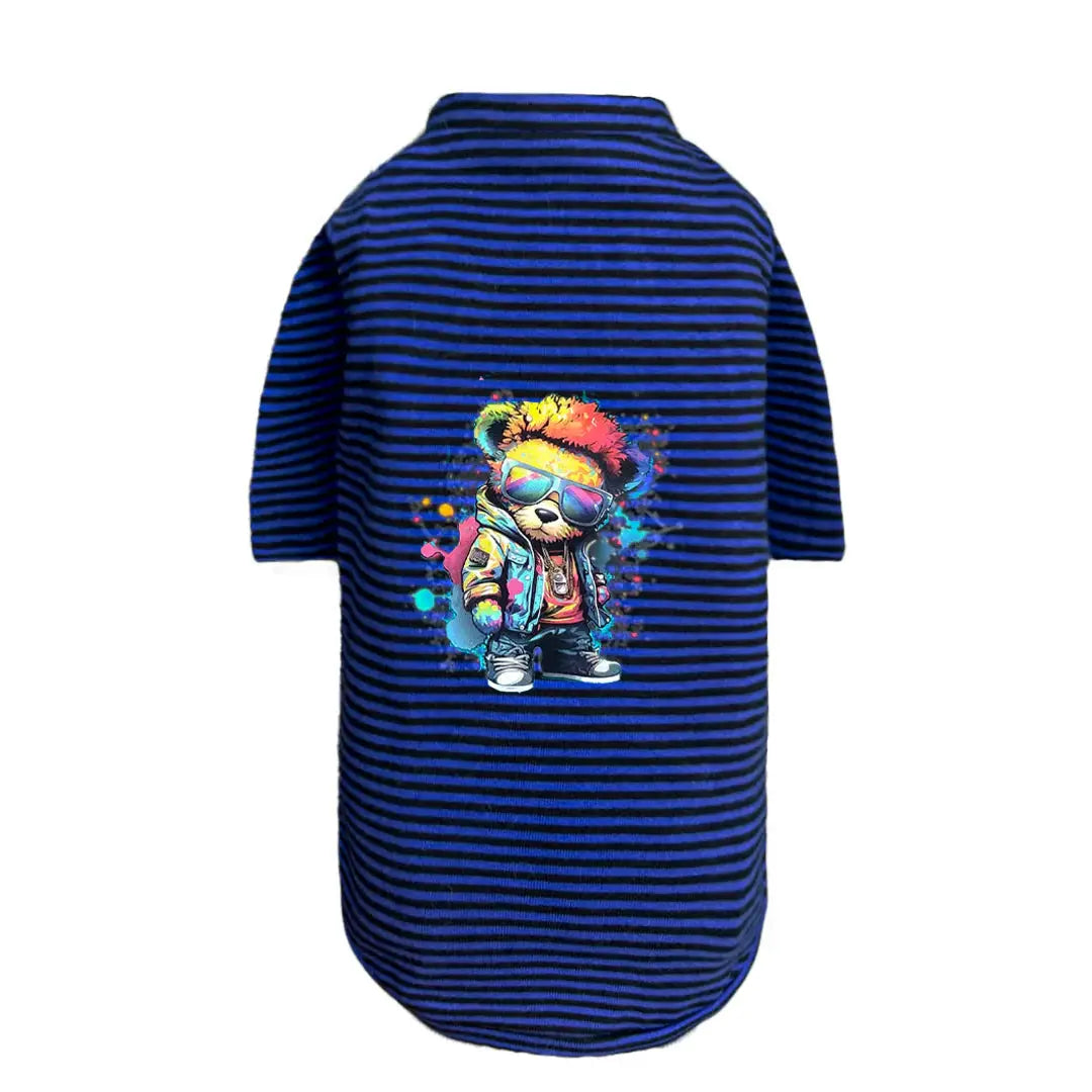 Punk Brats Dog Tee- Striped Navy