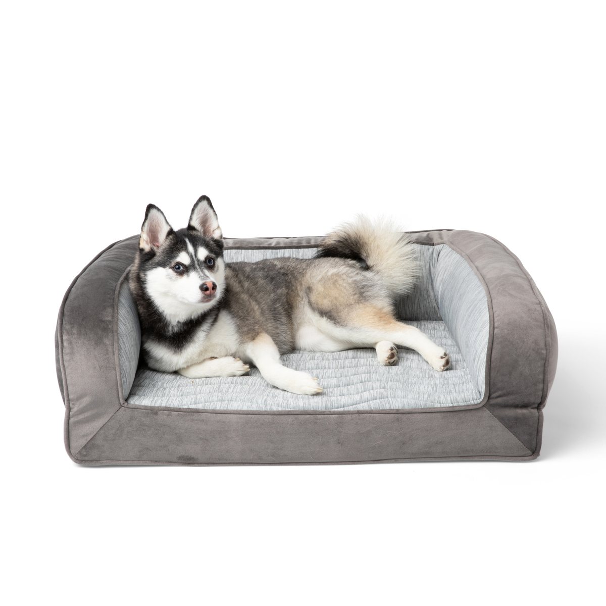 PupChill Cooling Bolster Dog Bed Waterproof Blanket Bundle Arctic Grey
