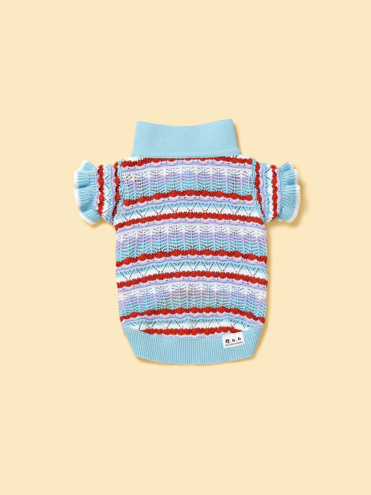 Pet & Me Spring Summer Ocean Blue Ruffle Crochet Short Sleeve Polo Shirt | HT Animal Supply
