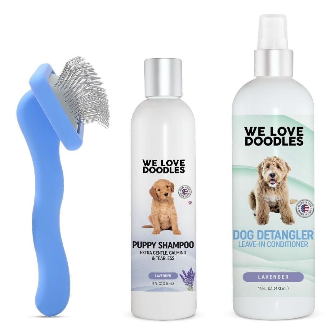 Puppy Grooming Kit - Brush, Shampoo & Detangler