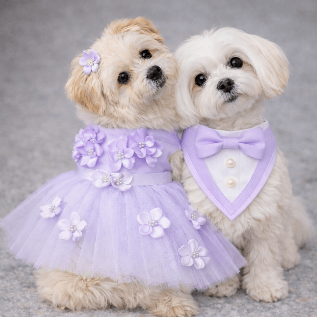 Heads or Tails Pup Purplele Ceremony Tuxedo Dog Bandana