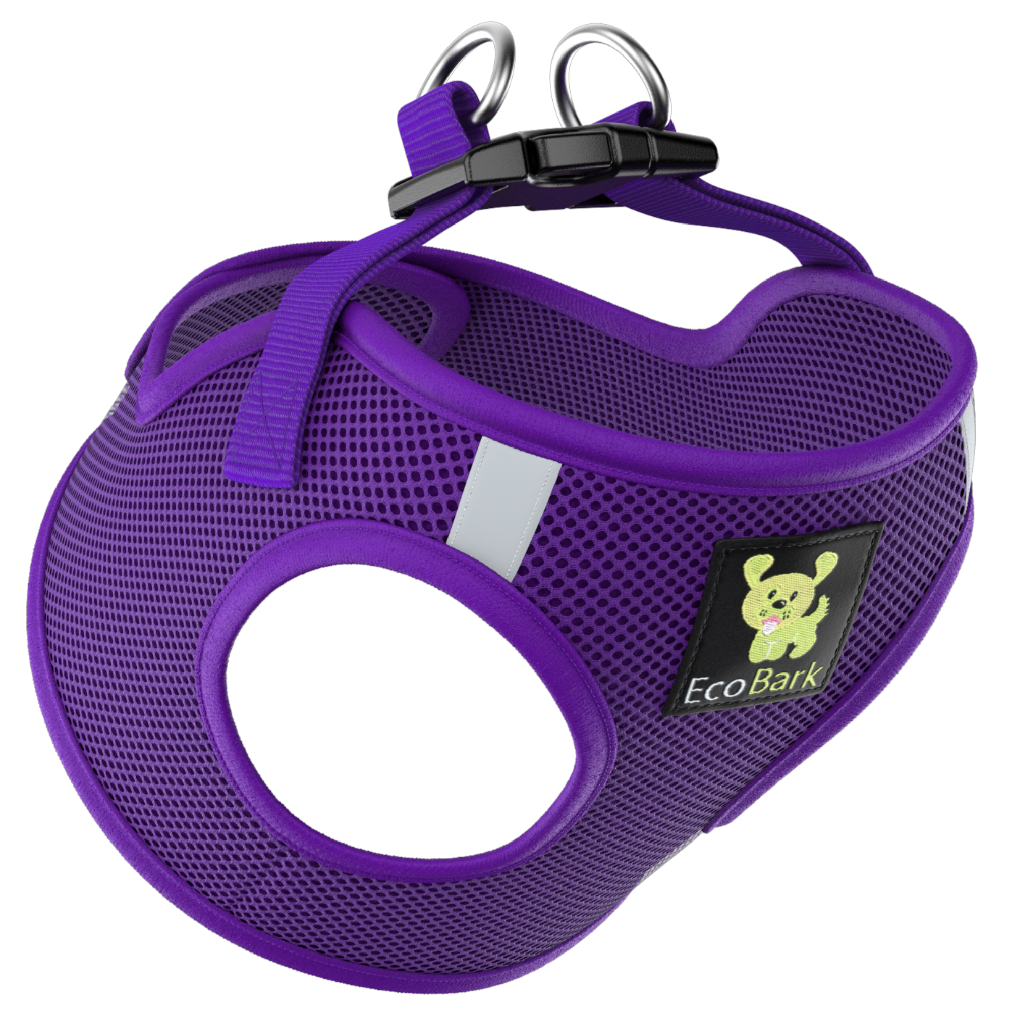 EcoBark Step In Dog Harness - Teacup & Small Breeds- Reflective Soft Mesh Harness for Teacup, Small Dogs and Puppies / Purple