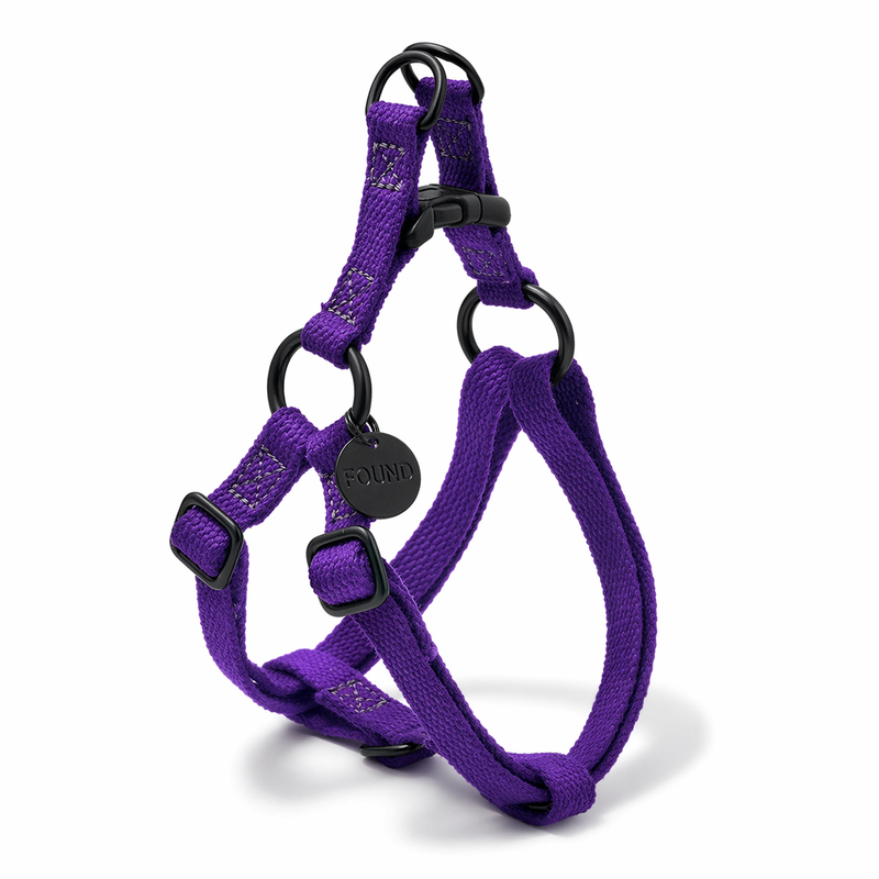 Found My Animal Purple Cotton Dog & Cat Harness – Matte Black Hardware, Adjustable, Durable & Stylish