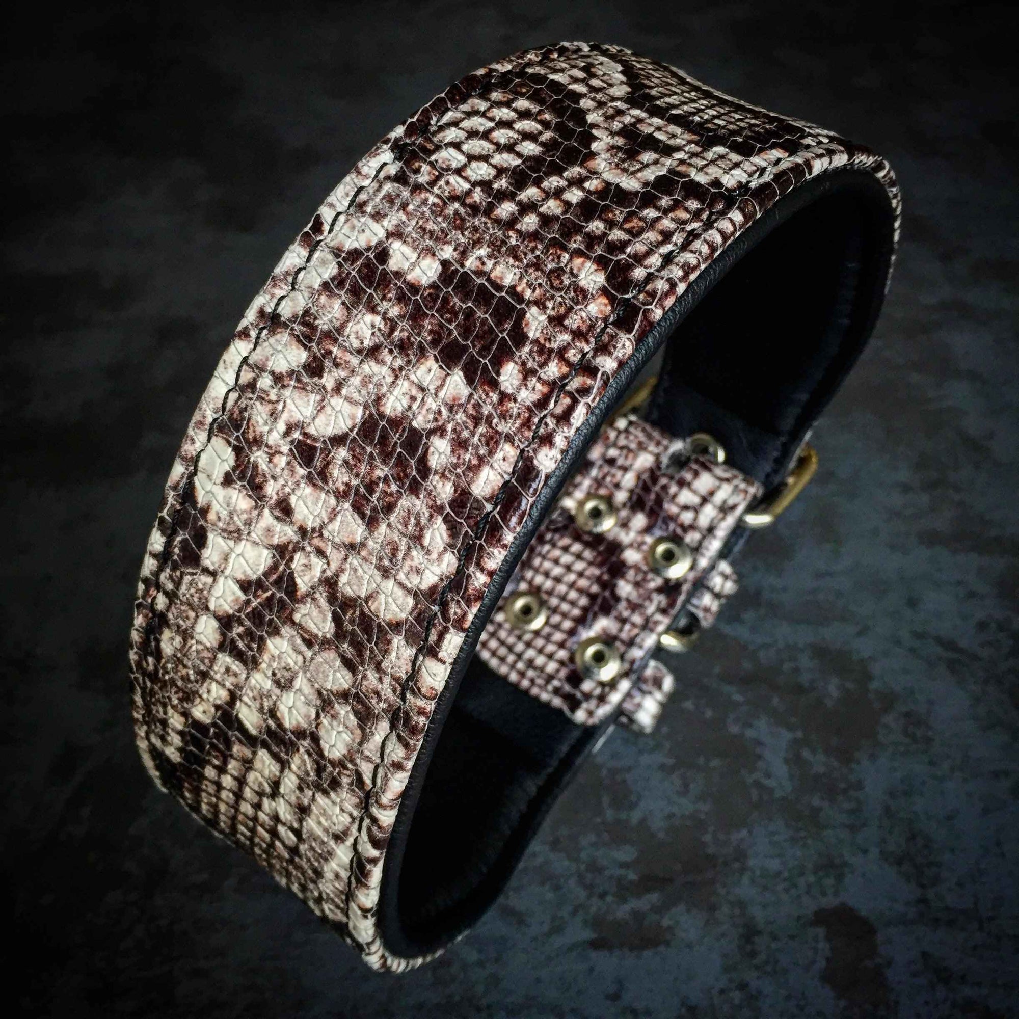 Bestia Rock Python Leather Dog Collar