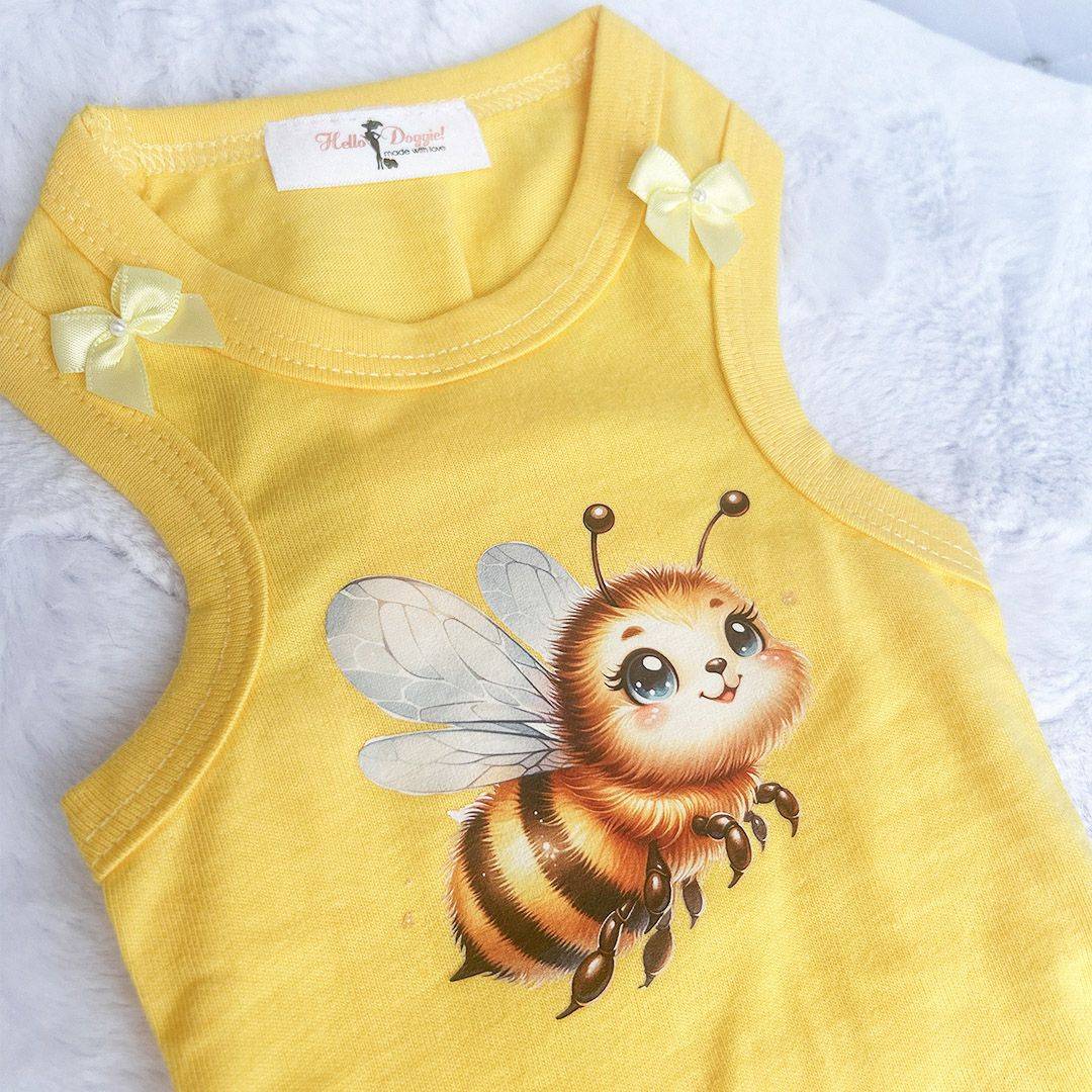 Hello Doggie Queen Bee Faux Fur Cotton Dog Dress