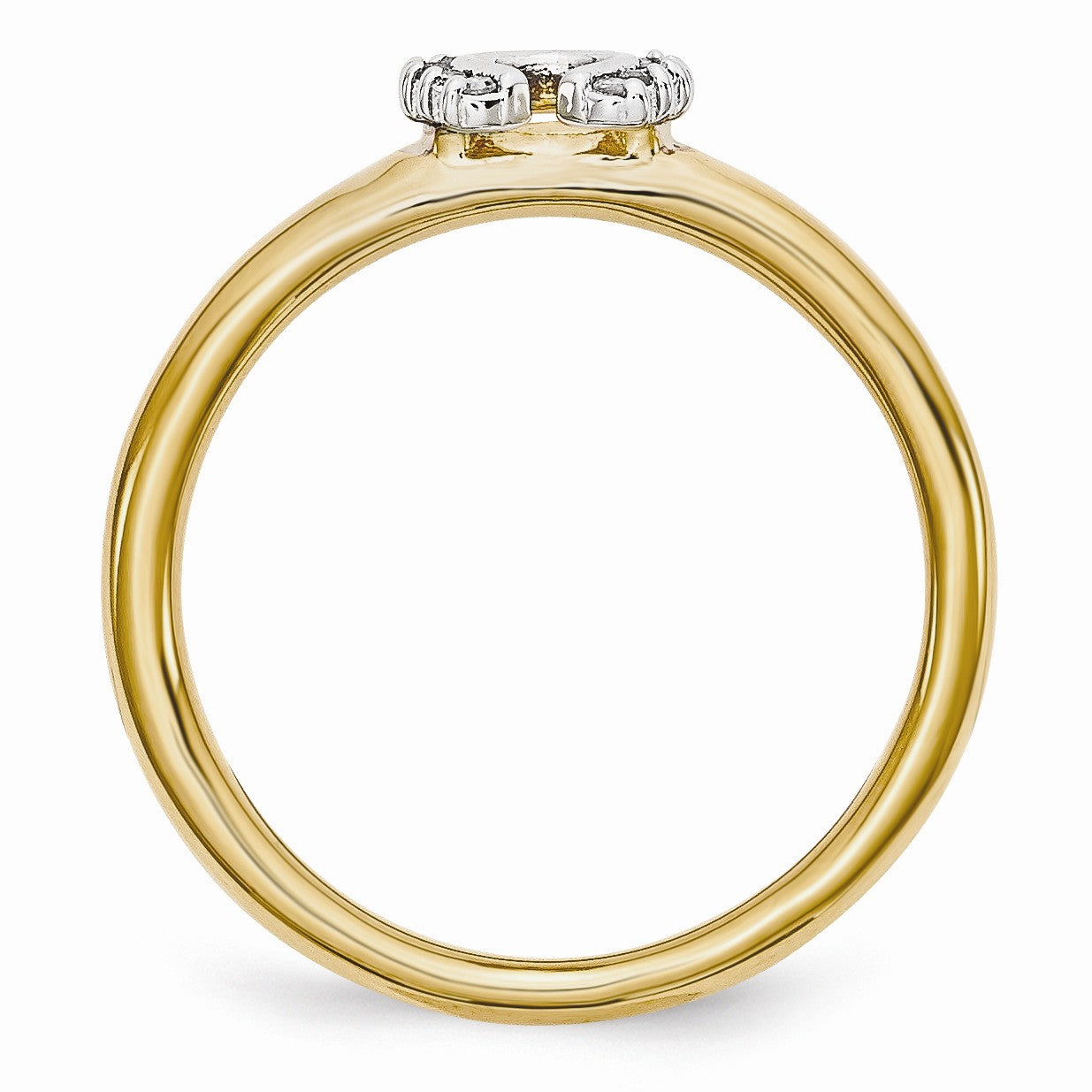 Gold Tone Sterling Silver .07 Ctw Diamond 7mm Horseshoe Stack Ring