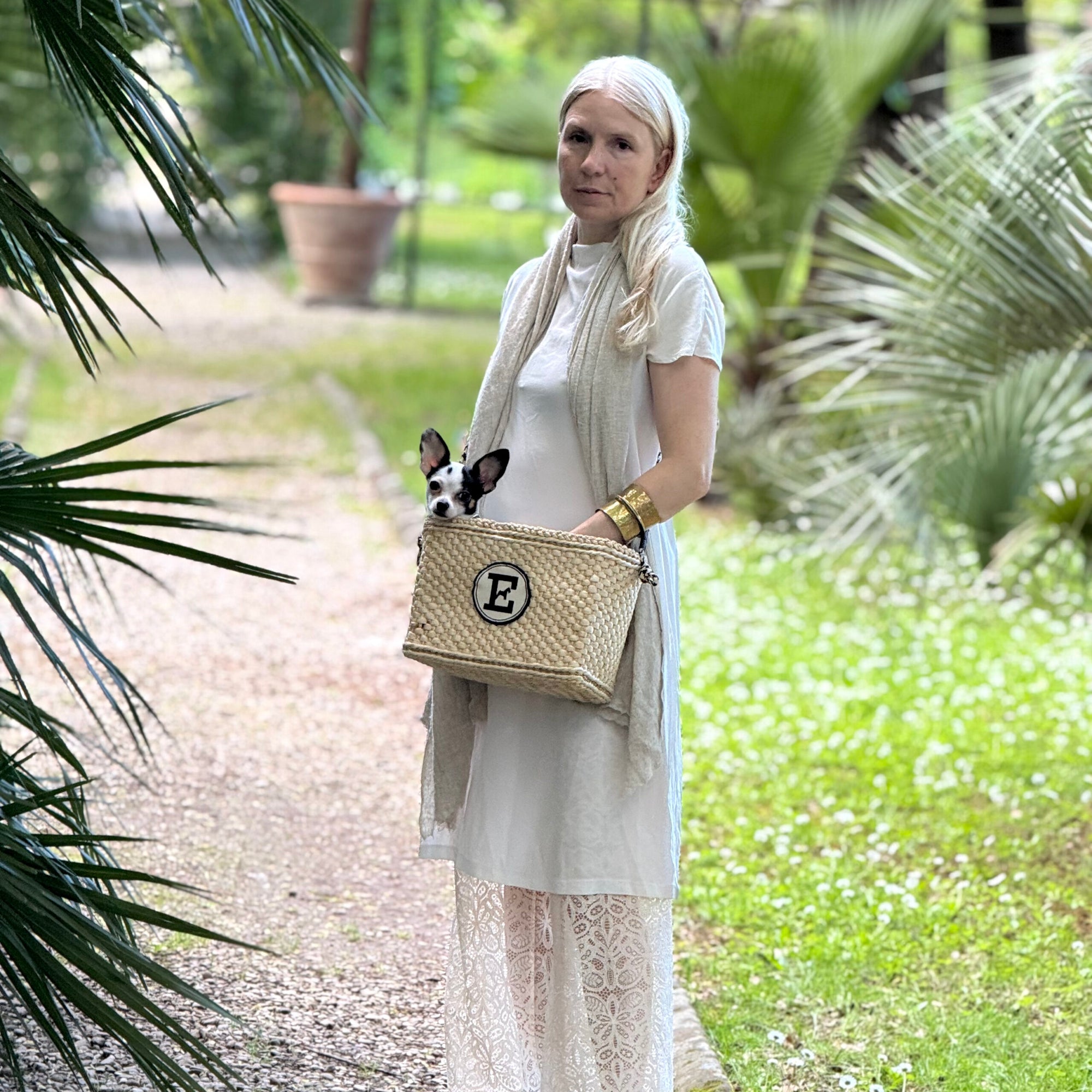 Raffia Nest Bag: Couture Hand-Woven Dog Carrier | Italian Luxury