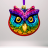 Rainbow Prism Owl Polish Glass Ornament