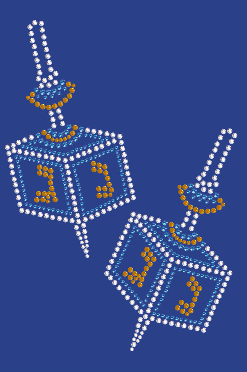 Dreidel - Large (Blue, Silver, & Gold) - Womens T-shirt