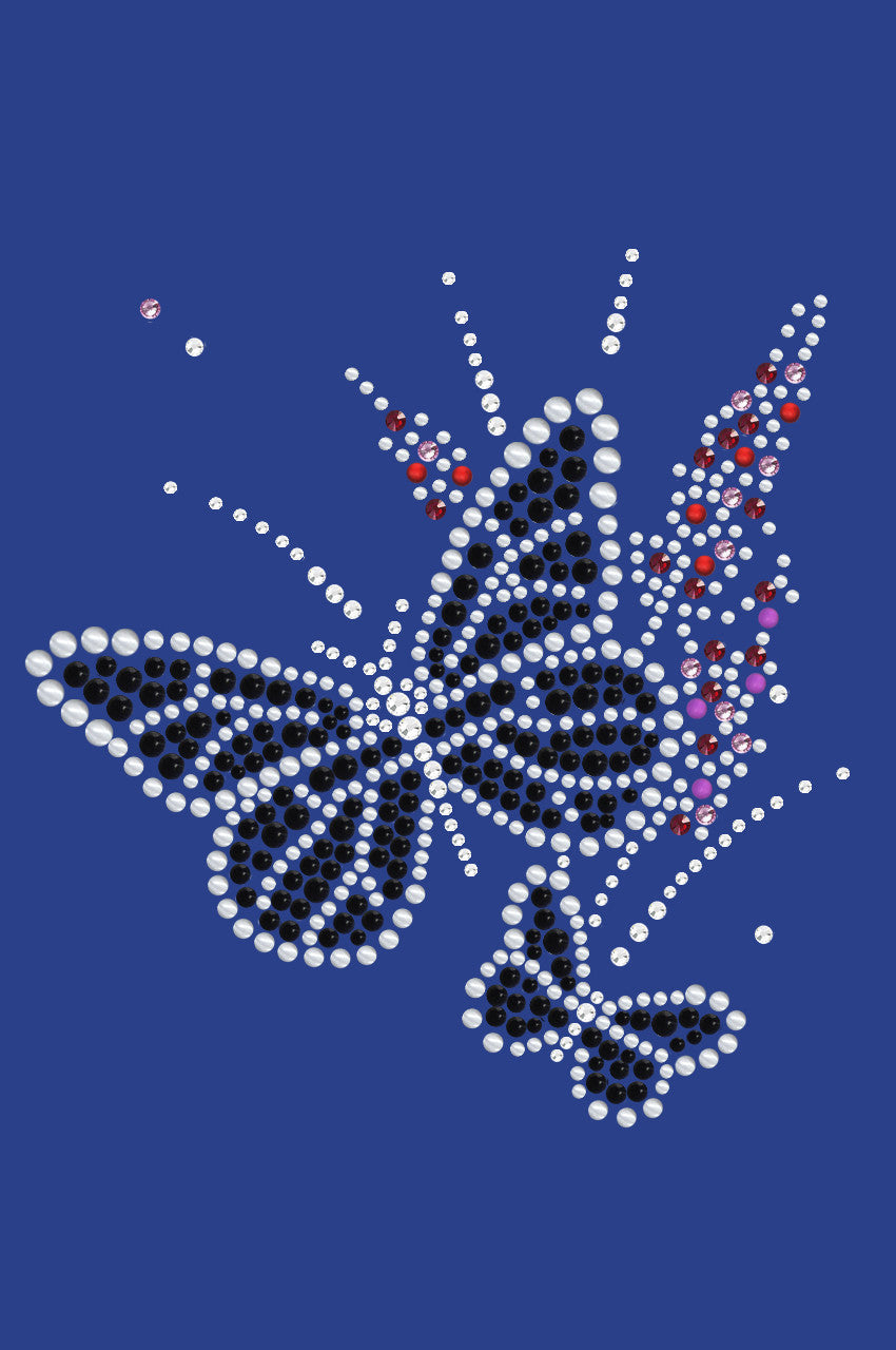 Black Butterfly with Flowers - Womens T-shirt