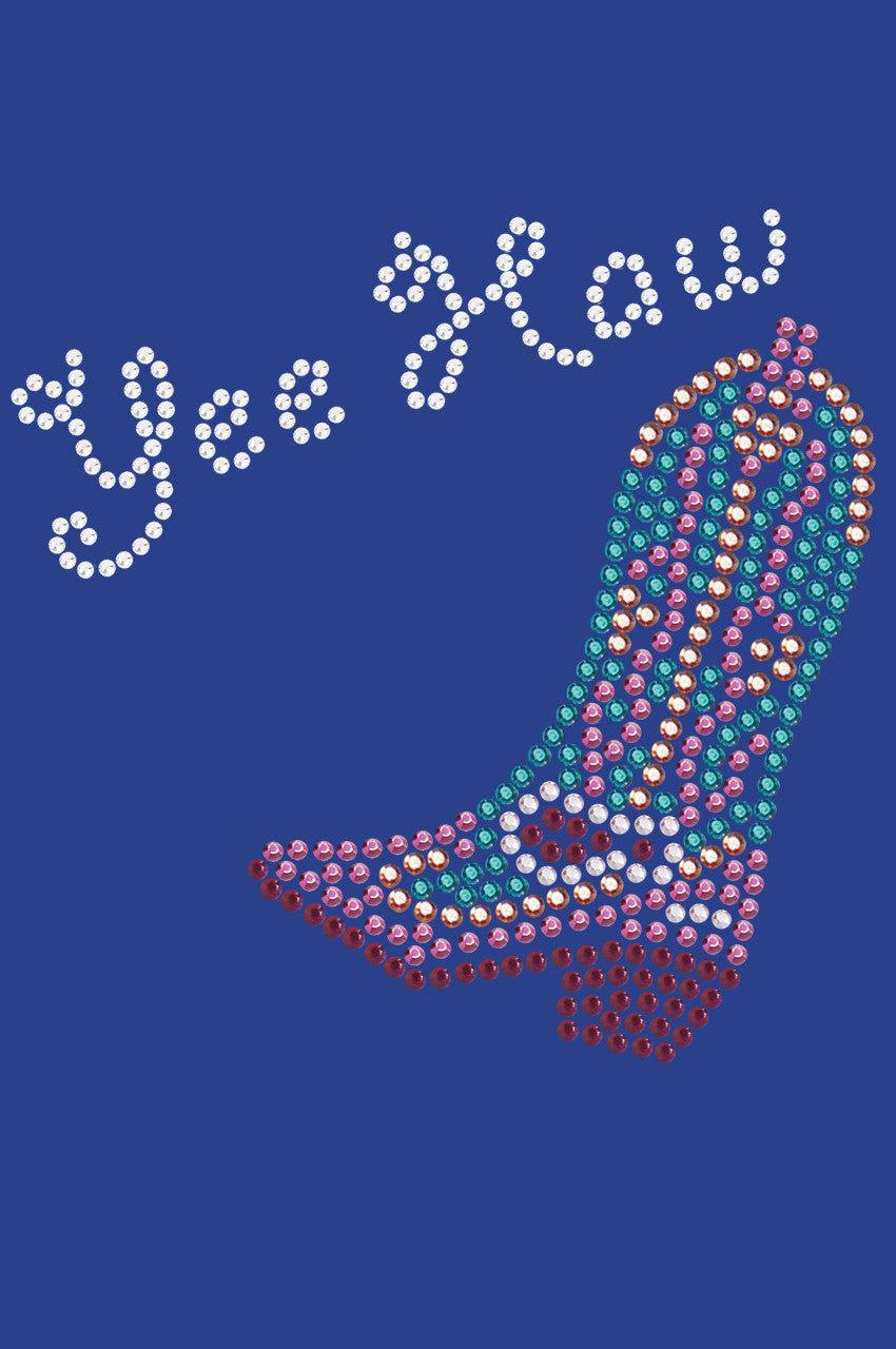 Boot (Pink & Turquoise) with Yee Haw - Womens T-shirt