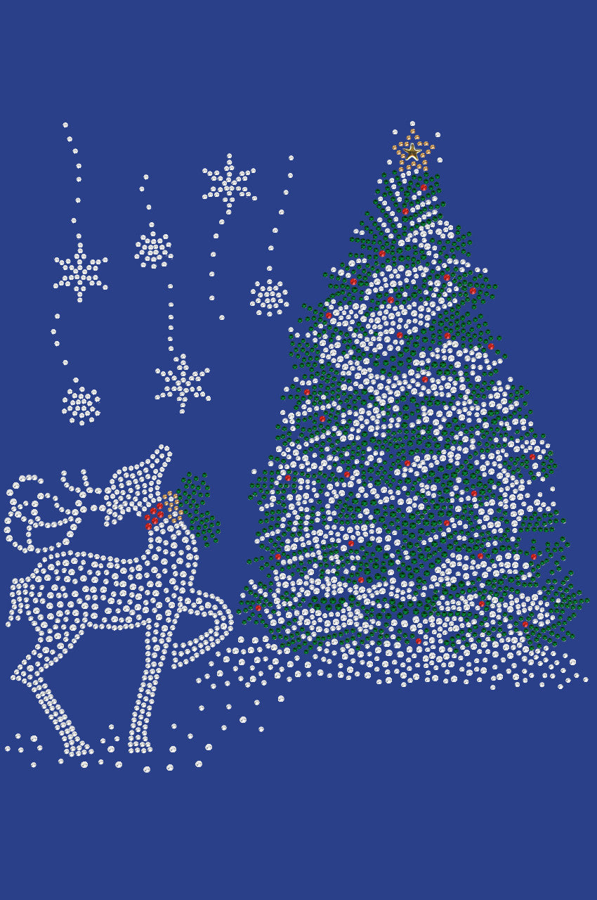 Christmas Tree with Reindeer - Womens Tee