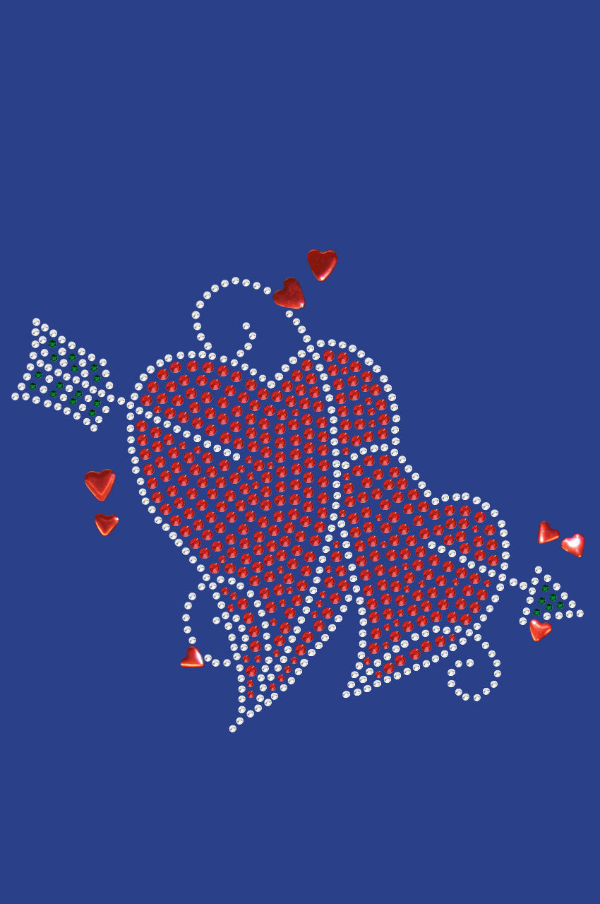 Red Rhinestone Hearts with Arrow - Womens T-shirt