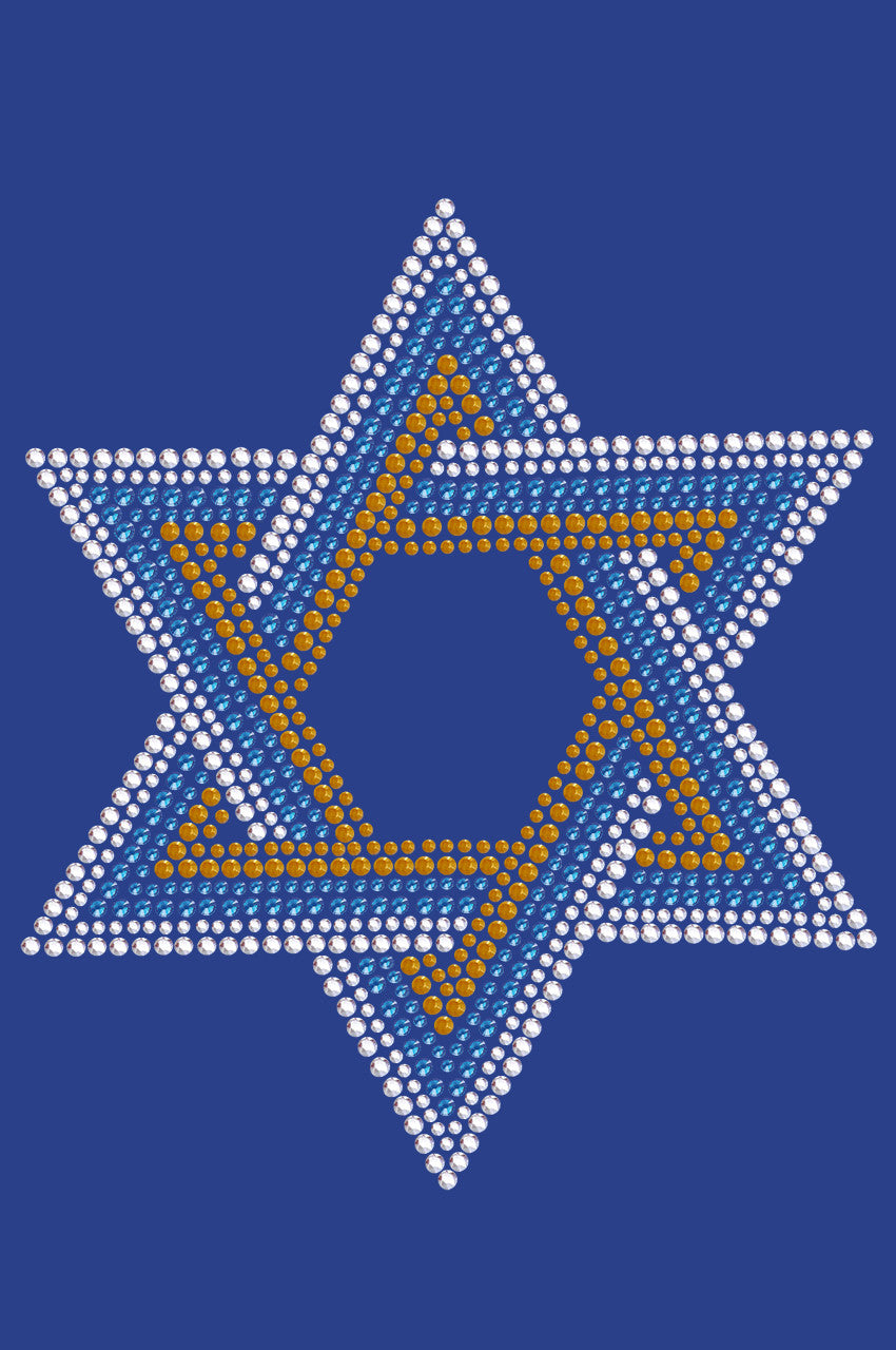 Star of David - Large (Blue, Silver, & Gold) - Womens T-shirt