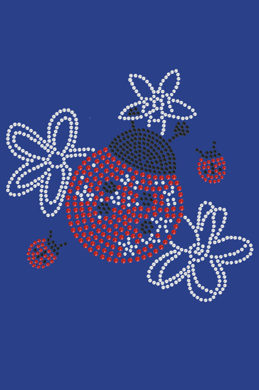 Large Lady Bug with Flowers - Womens T-shirt