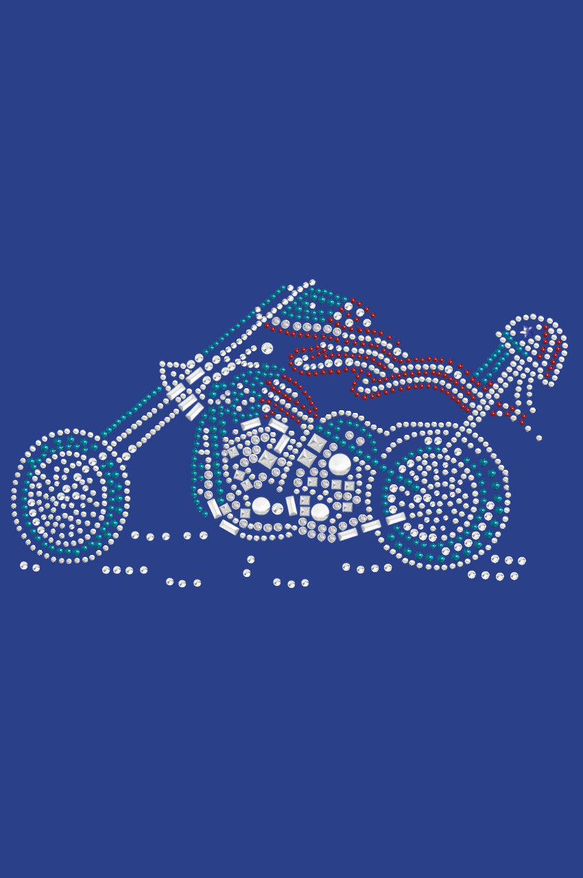 Motorcycle - Red, White, & Turquoise - Womens T-shirt