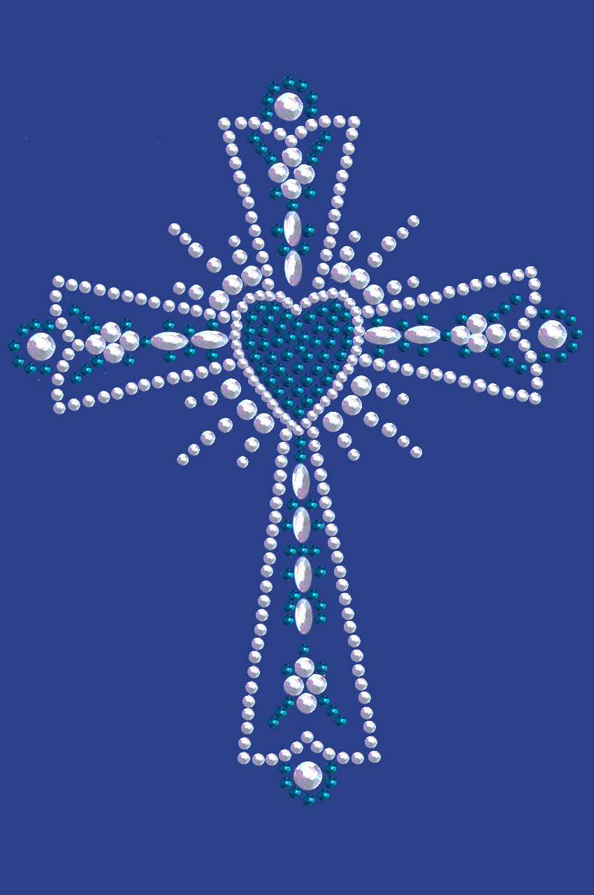 Cross (Silver & Blue) - Womens T-shirt