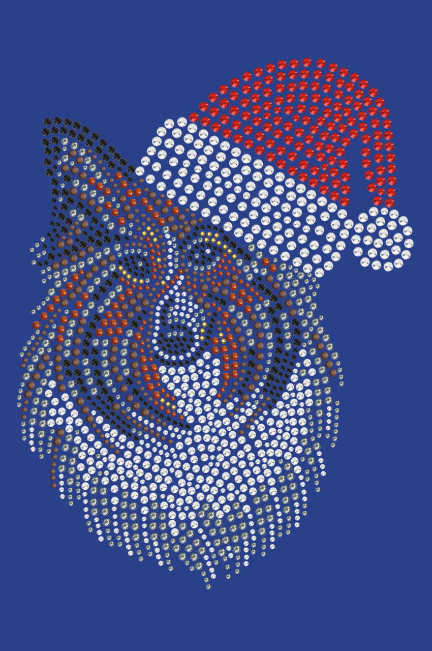 Sheltie Face with Santa Hat - Womens T-shirt