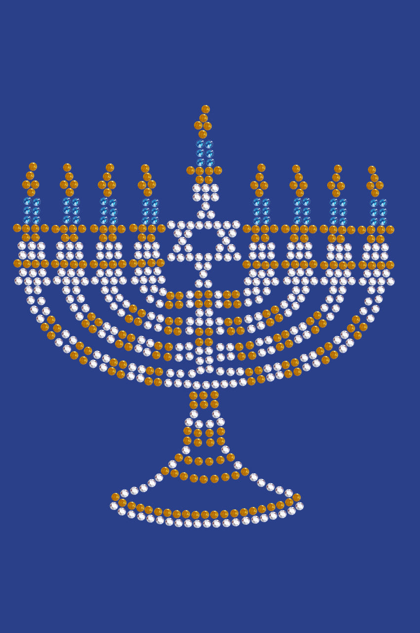 Menorah - Small (Blue, Silver, & Gold) - Womens T-shirt