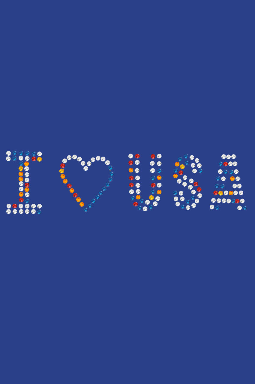 I Love USA (Multicolor Rhinestones) - Womens T-shirt