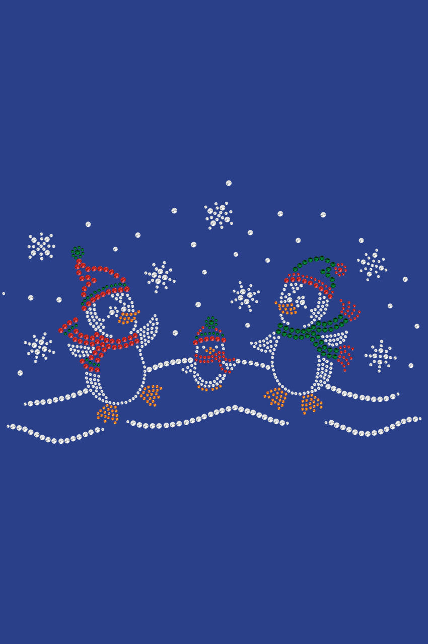 Penguin Family with Snowflakes - Womens T-shirt