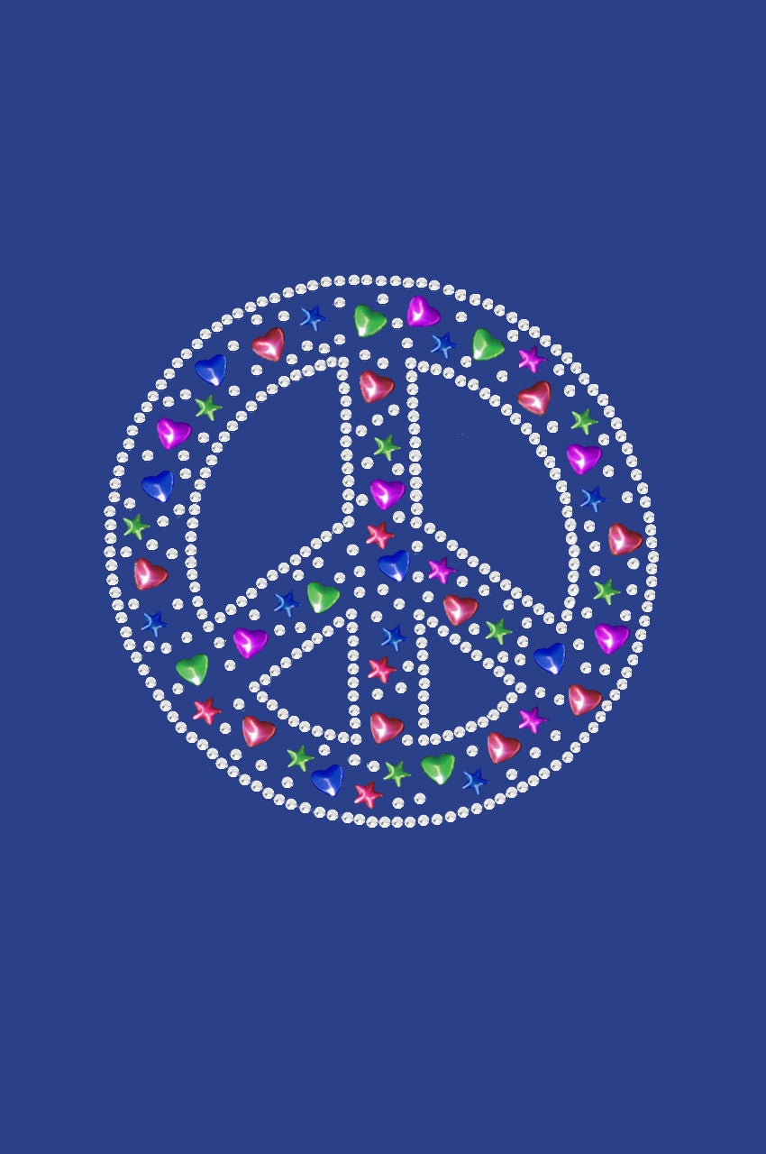 Peace Sign with Stars & Hearts - Womens T-shirt