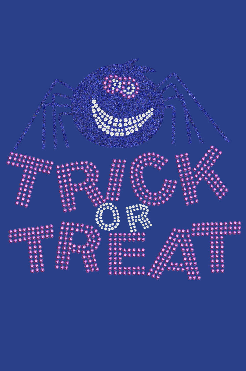 Trick or Treat with Blue Glitter Spider - Women's Tee