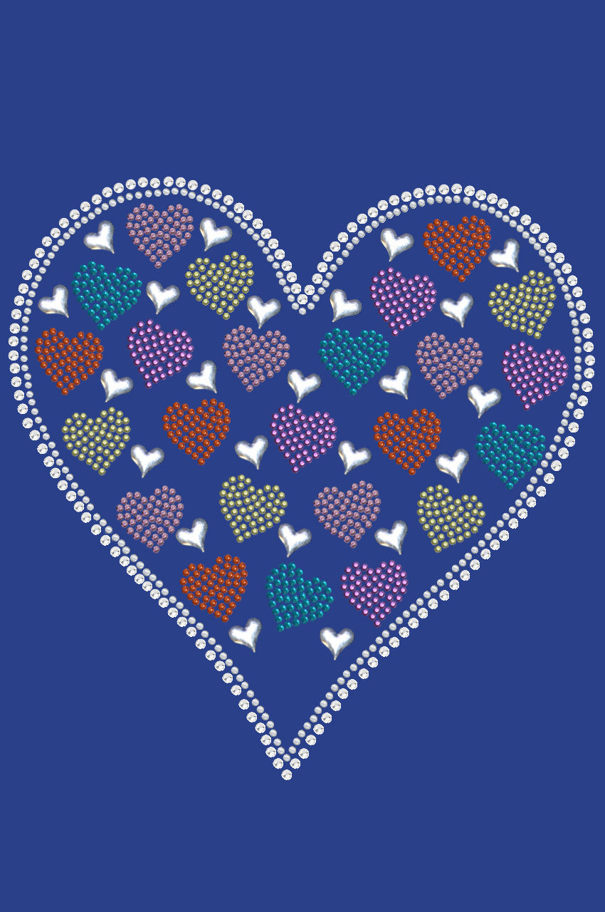 Heart with Multicolor Rhinestud Hearts - Women's T-shirt