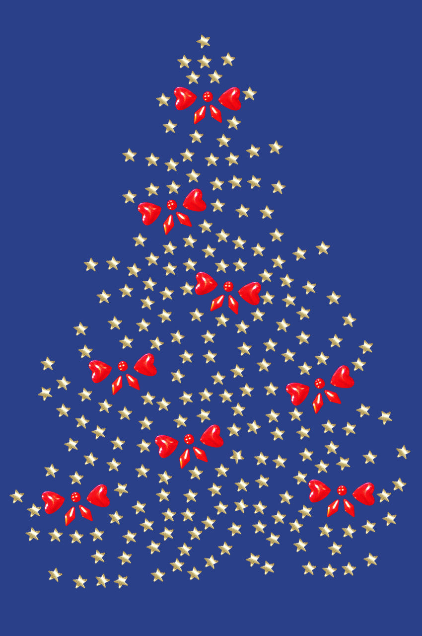 Gold Christmas Tree with Red Bows - Womens T-shirt