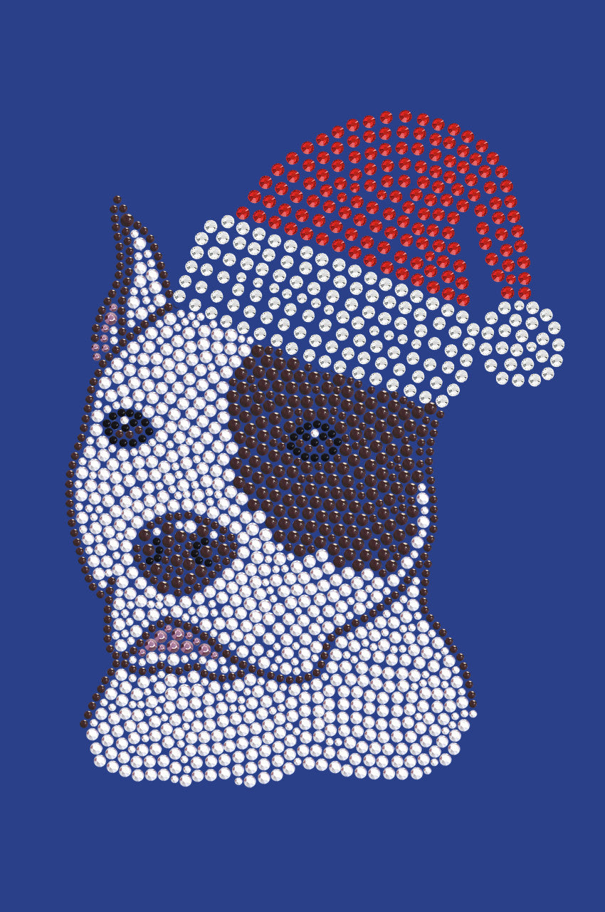 Pit Bull with Santa Hat - Womens T-shirt