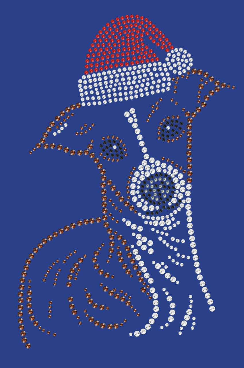 Italian Greyhound Face with Santa Hat - Womens T-shirt