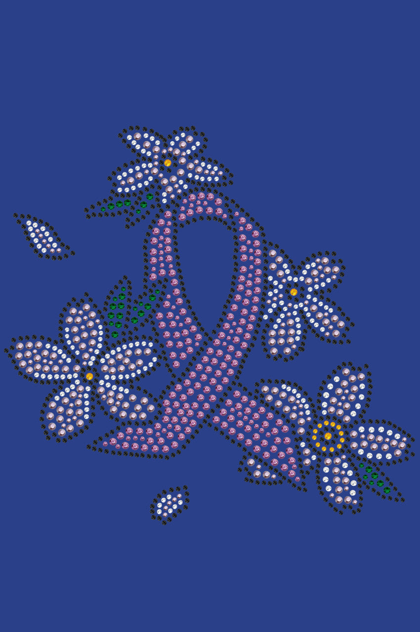 Pink Ribbon with Flowers - Womens T-shirt