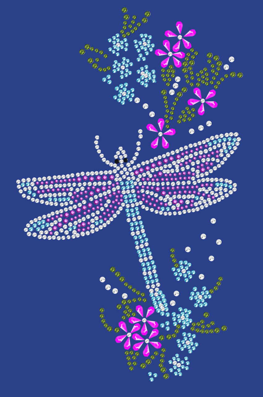 Dragonfly with Flowers - Womens Tee