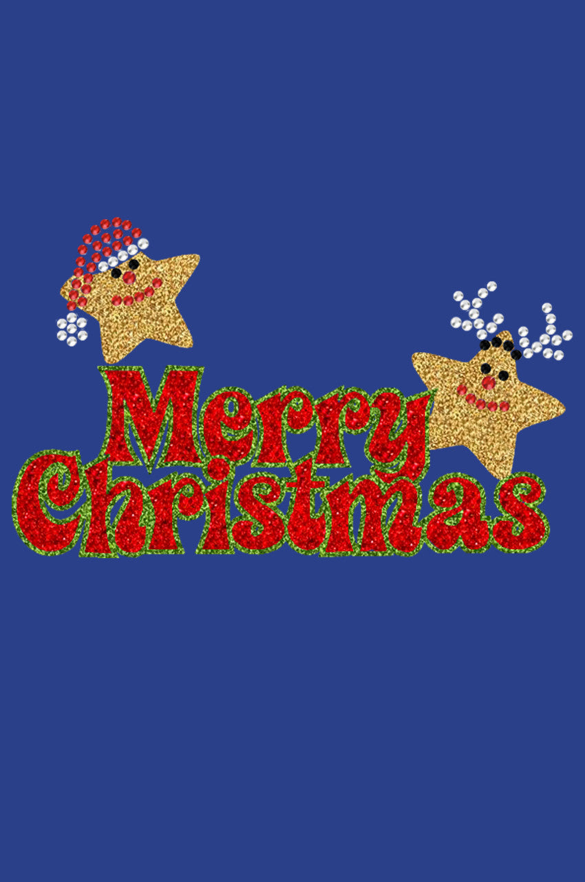 Merry Christmas Glitter Stars - Womens T-shirt