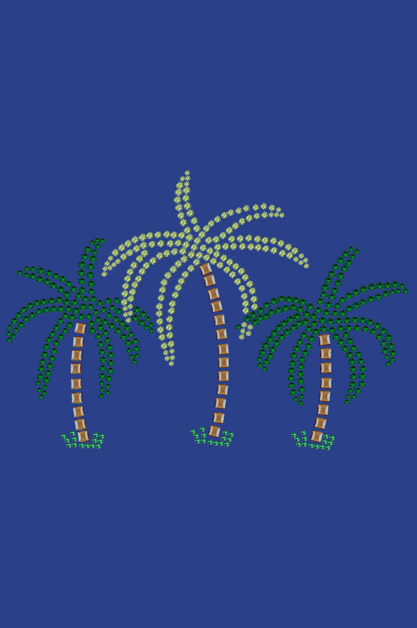 Palm Trees (Green Rhinestones) - Womens T-shirt