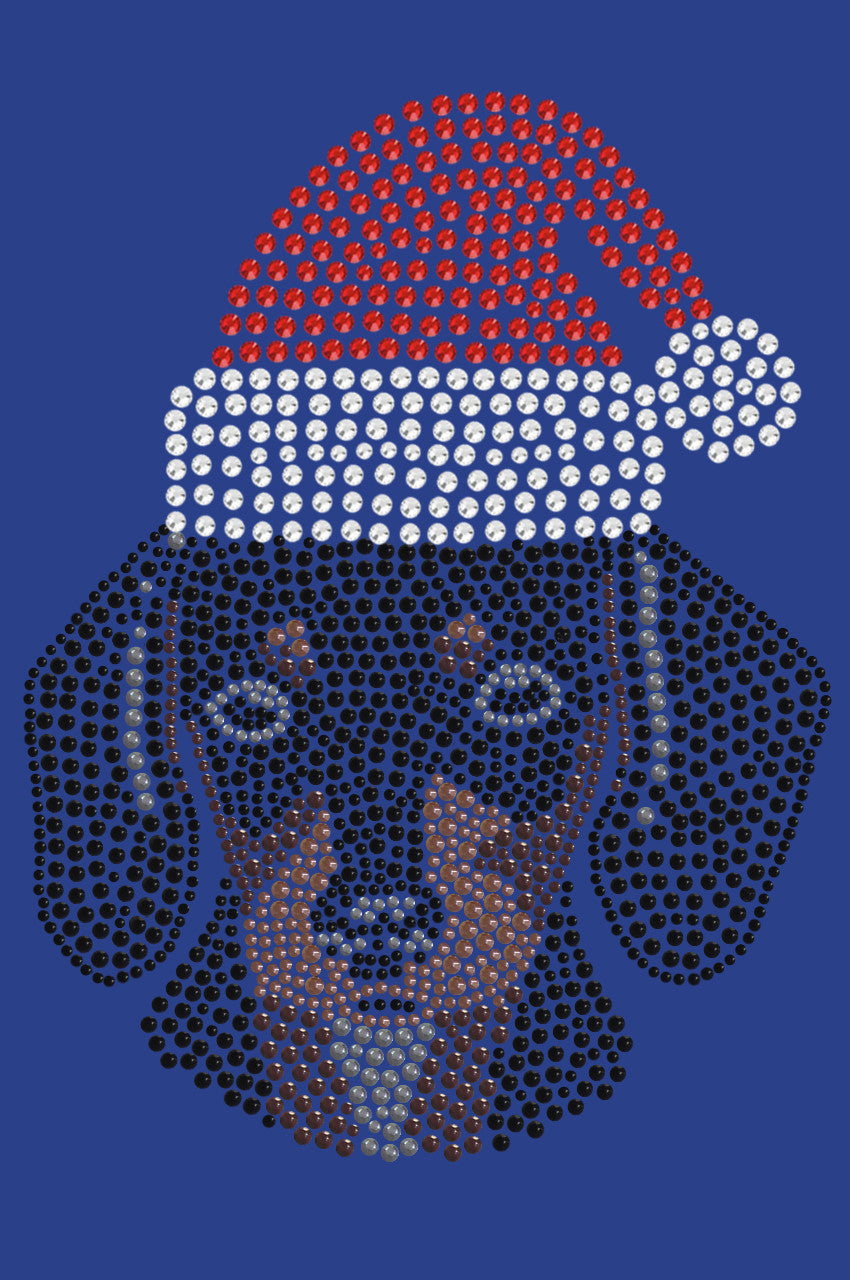 Dachshund Face with Santa Hat - Womens T-shirt