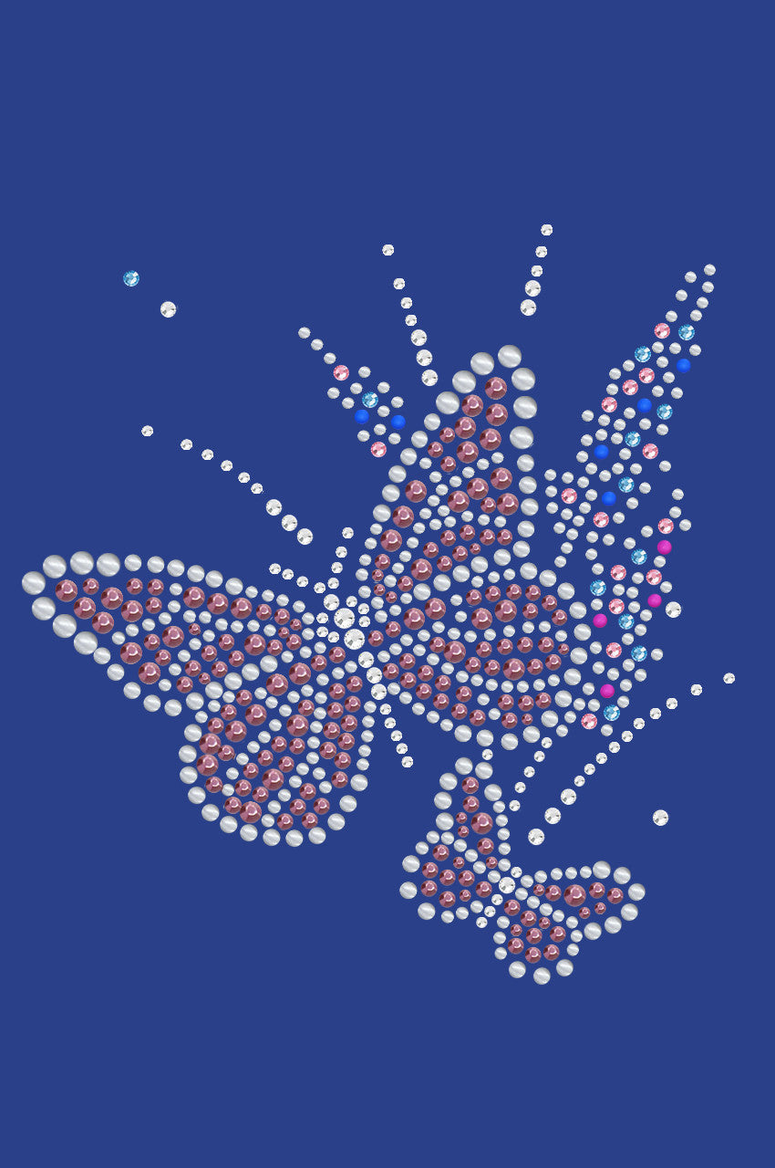 Pink Butterfly with Flowers - Womens T-shirt